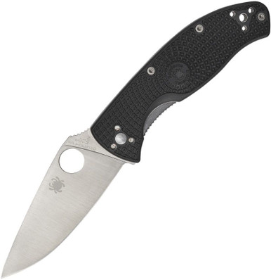 Spyderco Lightweight Tenacious Folding Knife - 3.39" Satin Plain Blade, Black FRN Handles, Liner Lock - C122PBK
