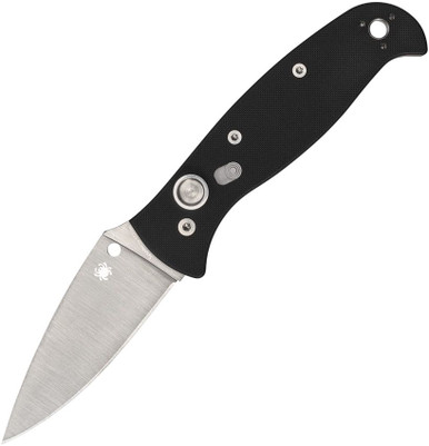Spyderco Autonomy 2 AUTO Folding Knife - 3.5" LC200N Satin Plain Blade, Black G10 Handles - C165GP2