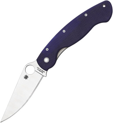 Spyderco Military Folding Knife - 4" S110V Satin Plain Blade, Dark Blue G10 Handles, Liner Lock - C36GPDBL