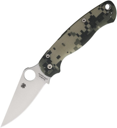 Spyderco Paramilitary 2 3.42" CPM-S45VN Satin Plain Leaf Blade Digital Camo G10 Compression Lock Folder - C81GPCMO2