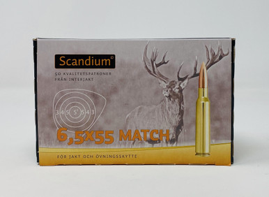Scandium 6.5x55 Match Ammunition 124 Grain Full Metal Jacket 50 Rounds