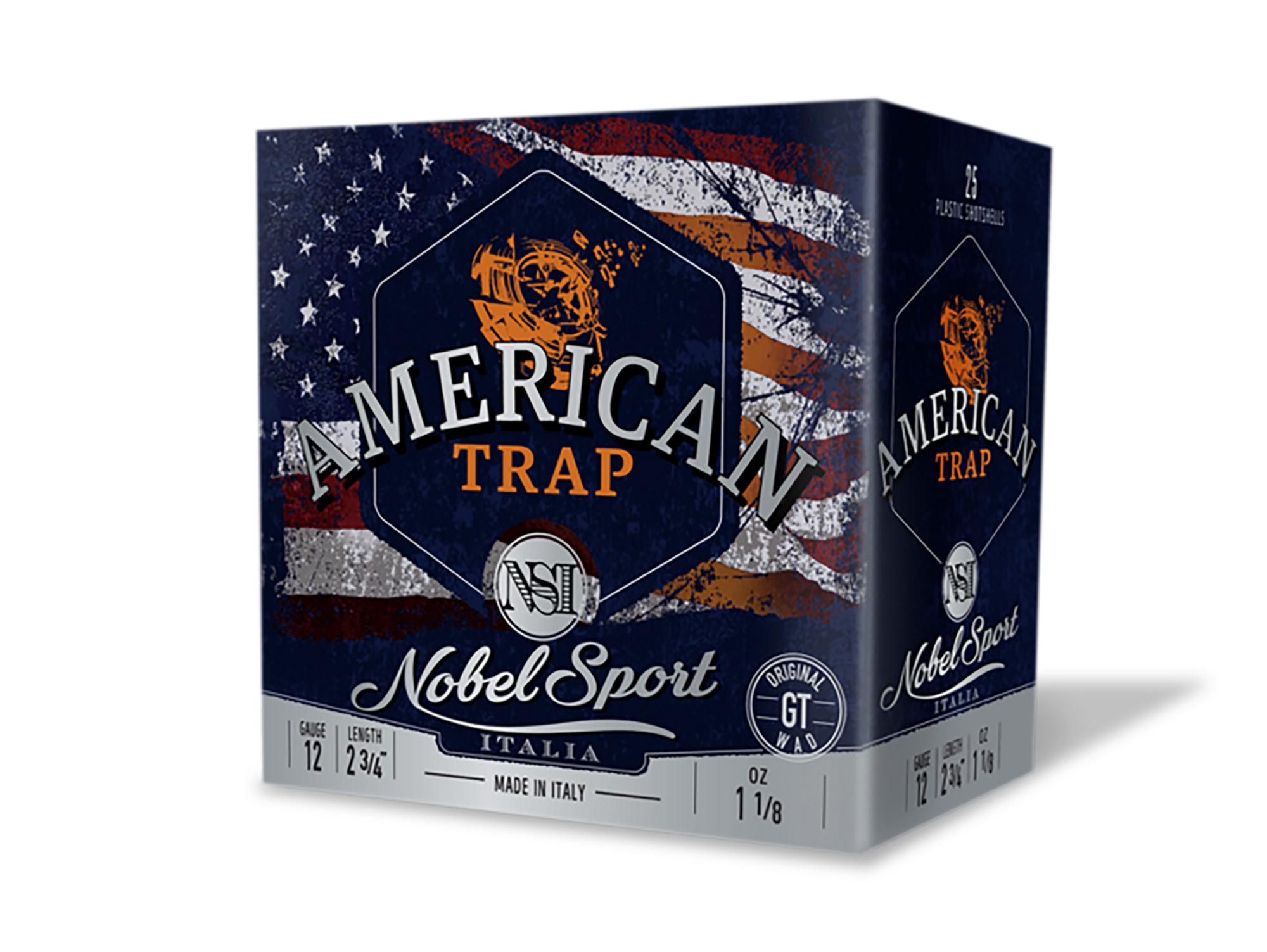 Nobel Sport American Trap Shotshells ANS27755, 12 Gauge, 2-3/4", 1 1/8 oz, 1265 fps, #7.5 Lead Shot, 25 Rds/box