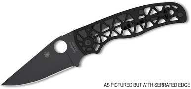 Spyderco Edgerati Compression Lock Folding Knife - 3.57" CPM-S30V Black DLC Serrated Blade, Black Skeletonized Aluminum Handles - C266BKALBKS