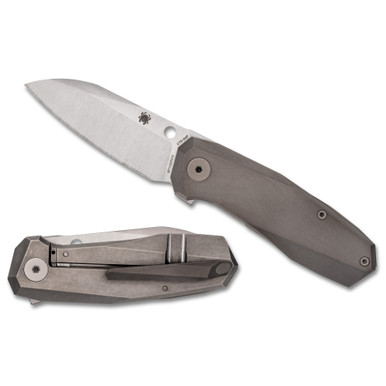 Spyderco Techno 3 Flipper Knife - 2.64" CTS-XHP Satin Plain Blade, Chamfered Titanium Handles, Frame Lock - C158TIP3