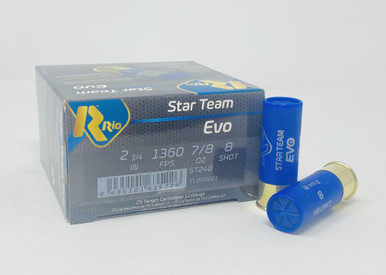 Rio Star Team Evo 12 Gauge Ammunition ST248CASE 2-3/4" 7/8 oz #8 Shot CASE 250 Rounds