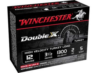 Winchester 12 Gauge Double X Turkey Ammunition STH12355 3-1/2" 2oz #5 1300fps Copper Plated Shot 10 rounds