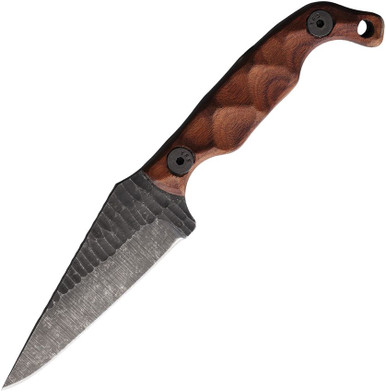 Stroup Knives Mini Fixed Blade - 3" 1095HC Blade, Sculpted Rosewood Handles, Kydex Sheath