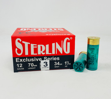 Sterling 12 Gauge Ammunition STLRG1234G3CASE 2- 3/4" 1-3/16 oz #3 Shot CASE 250 Rounds