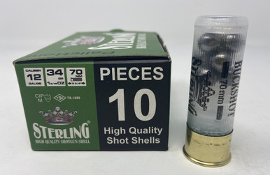 Sterling 12 Gauge Ammunition Big Game Buckshot STRLG12BUCK 2-3/4" 00 Buck 9 Pellet 1330fps 10 Rounds