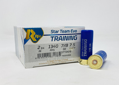 Rio Star Team Evo Training 12 Gauge Ammunition STT2475CASE 2-3/4" #7.5 Shot 7/8oz 1340fps CASE 250 Rounds