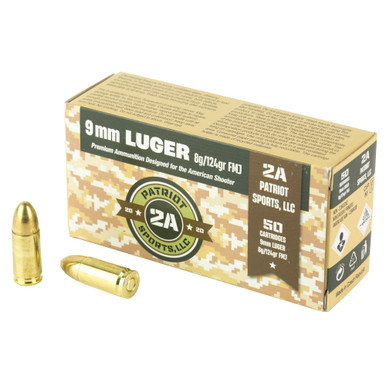 STV Technology Patriot Sport's Ammo 9MM 124 Grain Full Metal Jacket - 50 Rounds