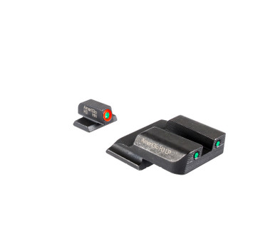 AmeriGlo Trooper Night Sights for Smith & Wesson M&P M2.0 - Green Front with Orange Outline, Green with Black Outline Serrated SQ Rear, Matte Black
