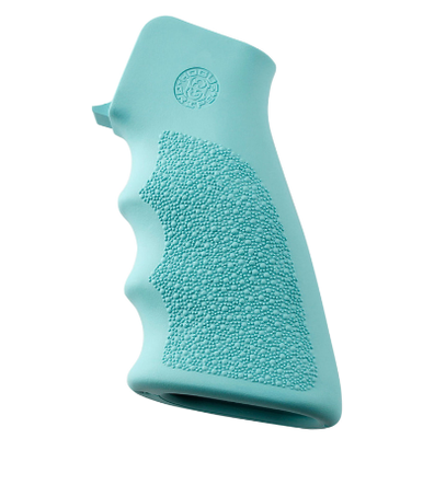 Hogue Overmolded Grip for the AR-15/M16 - Rubber, Finger Grooves, Aqua Blue