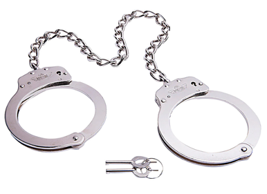 Uzi Tactical Gear Leg Handcuffs - Nickel Plated Steel Finish, 16" Chain, Lever Lock