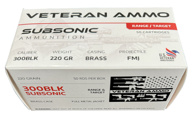 Hyperion Munitions HMBX-300BLK-220-50 Veteran Ammo 300 Blackout 220 gr Full Metal Jacket - 50 Per Box