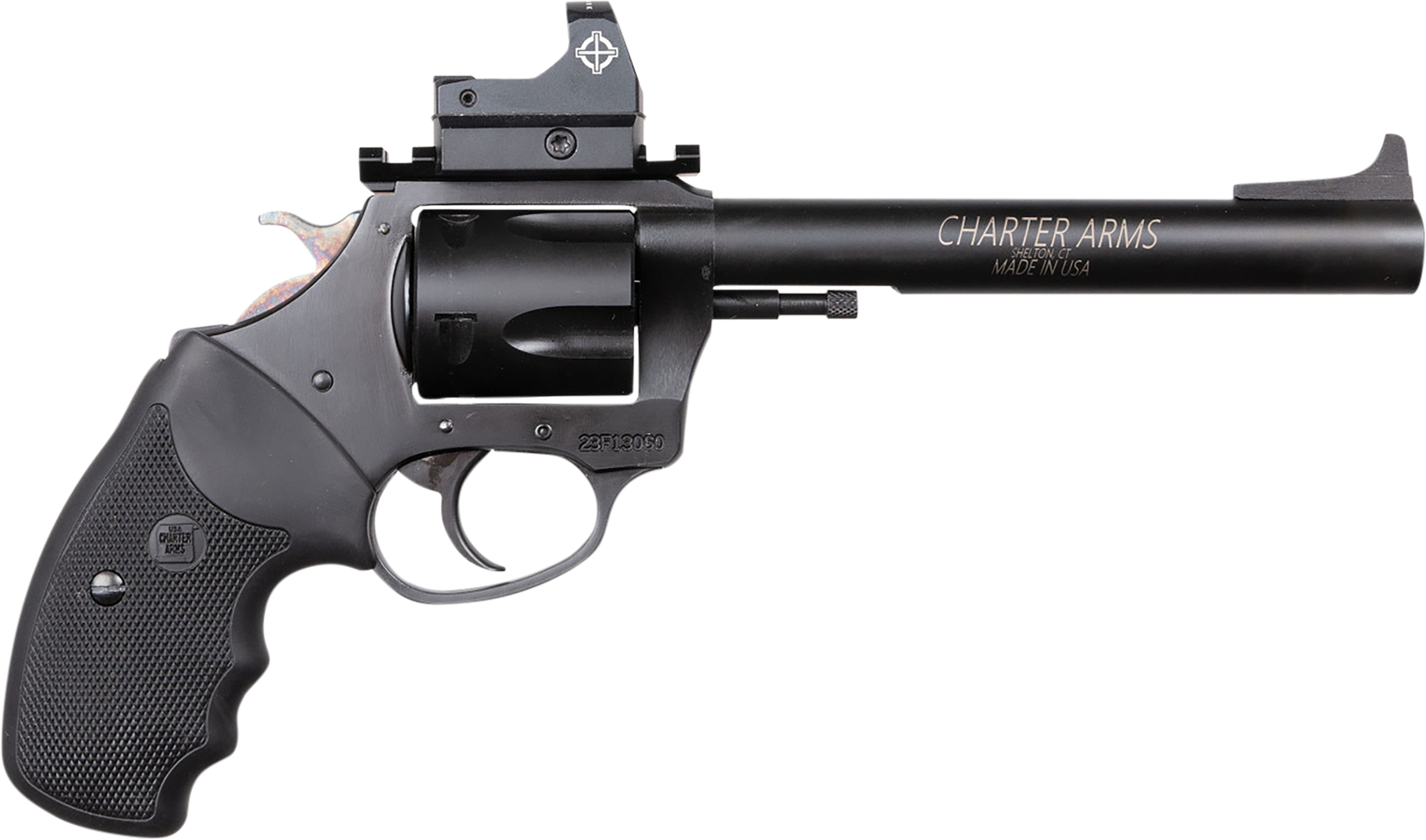 Charter Mastiff Target Revolver 64465, 44 Special, 6in, Black Rubber Grips, Steel Frame Finish, 5 Rds