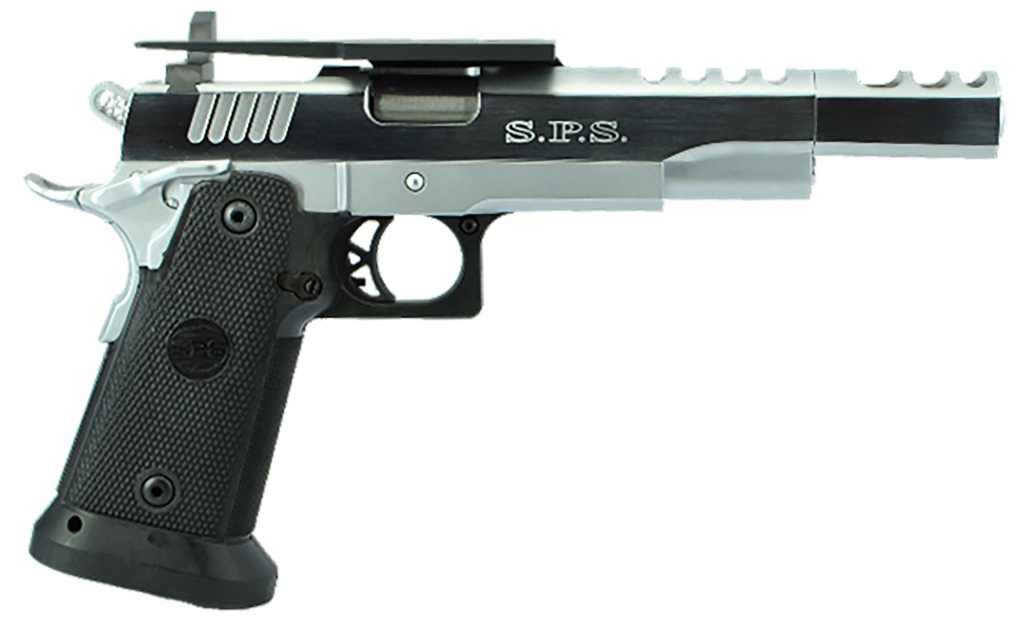 Tri-Star SPS Vista Long 1911 Pistol 85680, 38 Super, 5.50in, Black Polymer Grips, Chrome Finish, 21 Rds