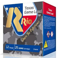 Rio 12 Gauge Texas Game Load Ammunition TGHV3675TXCASE 2-3/4" 1-1/4 oz 7-1/2 Shot CASE 250 Rounds
