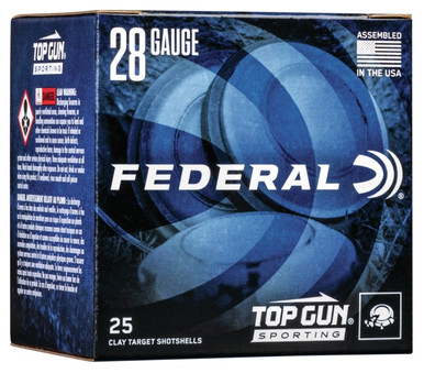 Federal 28 Gauge Ammunition Top Gun TG282175 2-3/4" 7-1/2 Shot 3/4oz 1330fps Case of 250 Rounds