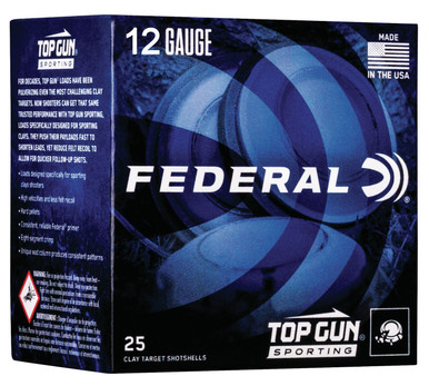 Federal Top Gun 12 Gauge Ammunition 2.75" 1oz 7.5 Shot TGSF12875 25 Rounds