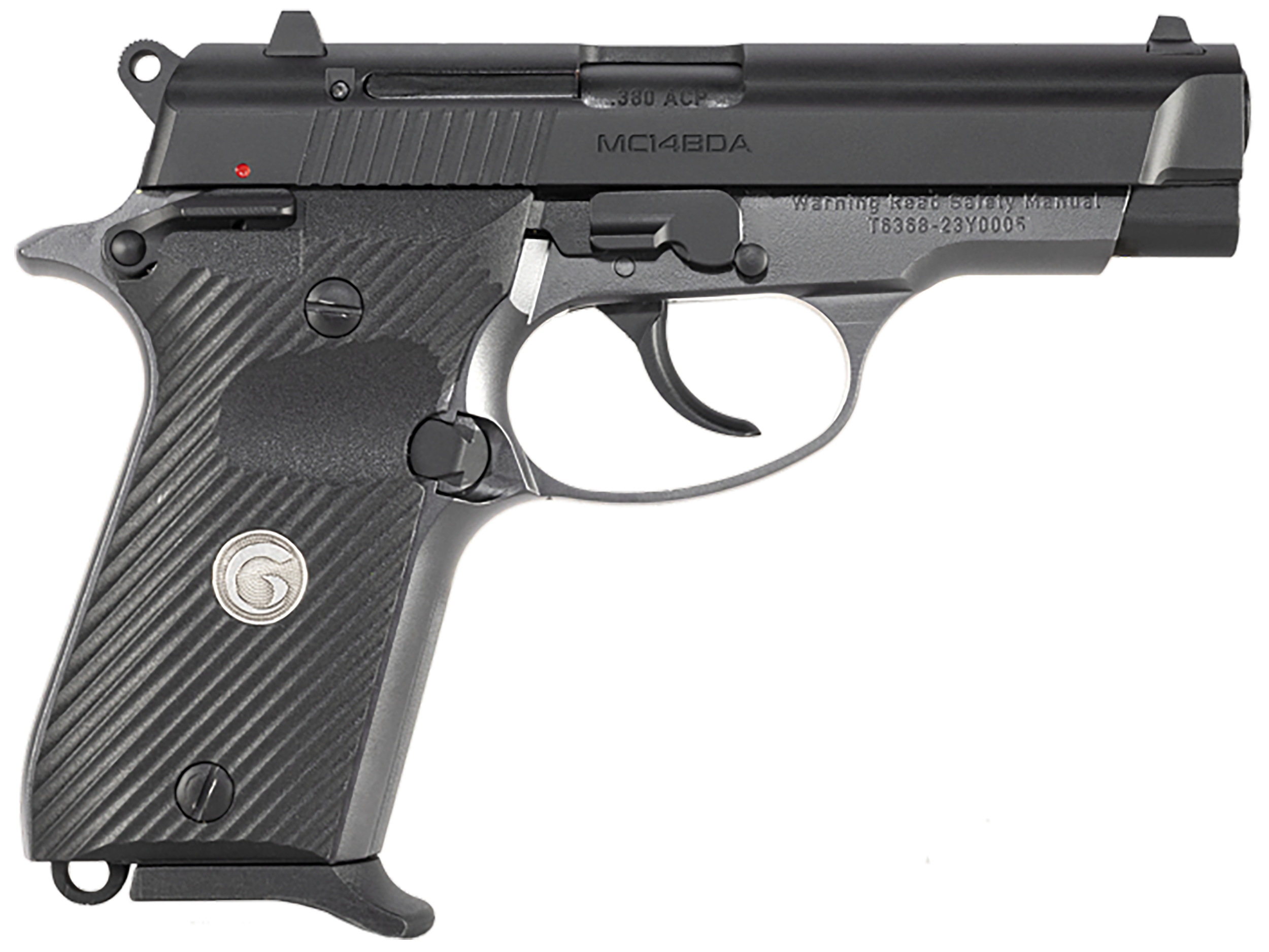 EAA MC14BDA Pistol 390817, 380 ACP, 3.80in, Black Polymer Grips, Stainless Finish, 13 Rds