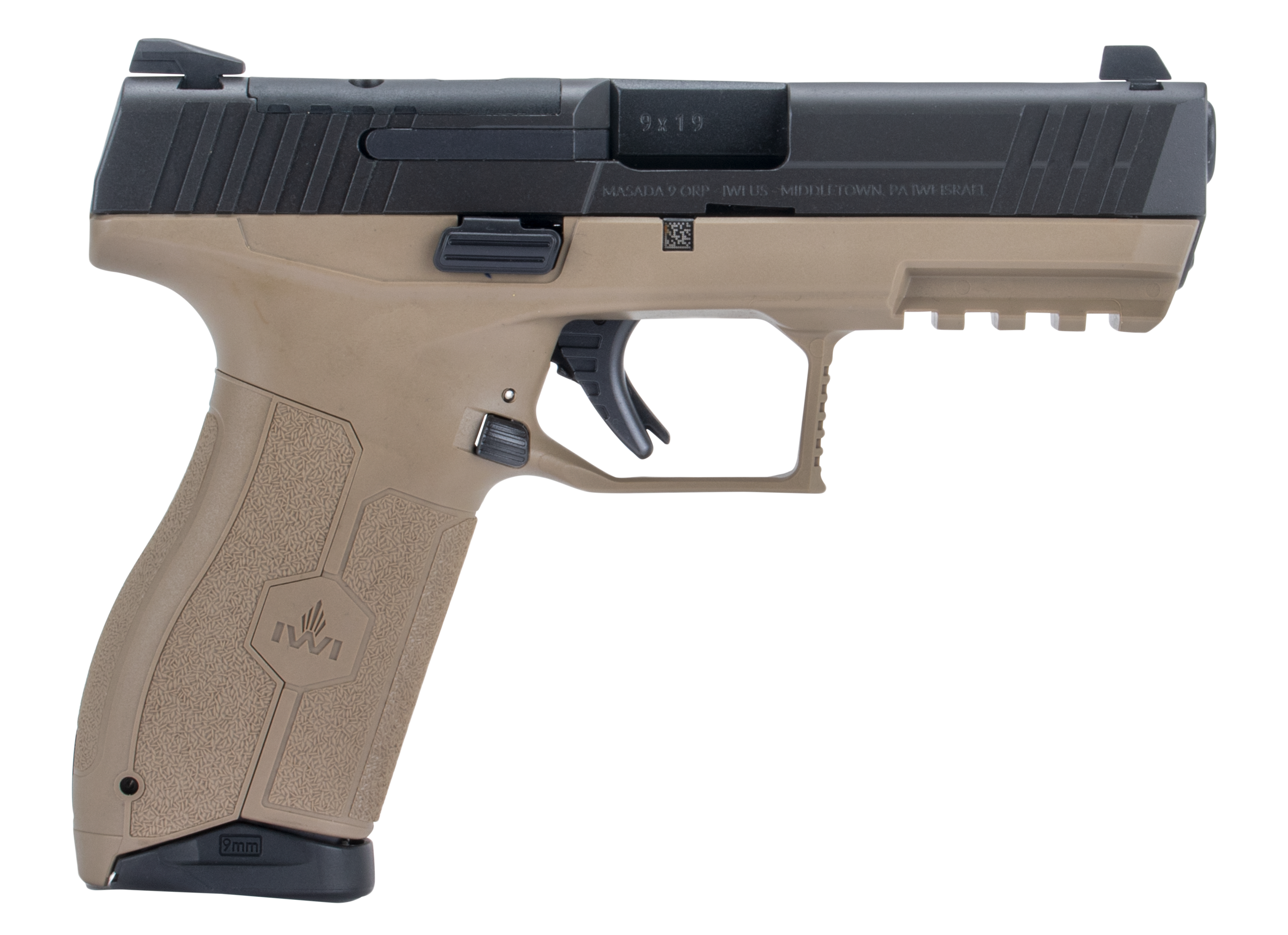 IWI MASADA Optic Ready Optic Ready Pistol M9ORP17FD, 9mm Luger, 4.10in, FDE w/Interchangeable Backstrap, Flat Dark Earth Finish, 17 Rds