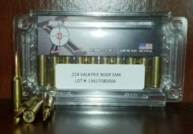 Ten Ring 224 Valkyrie Ammunition TR224SMK90 90 Grain Sierra MatchKing Boat Tail Hollow Point 20 Rounds