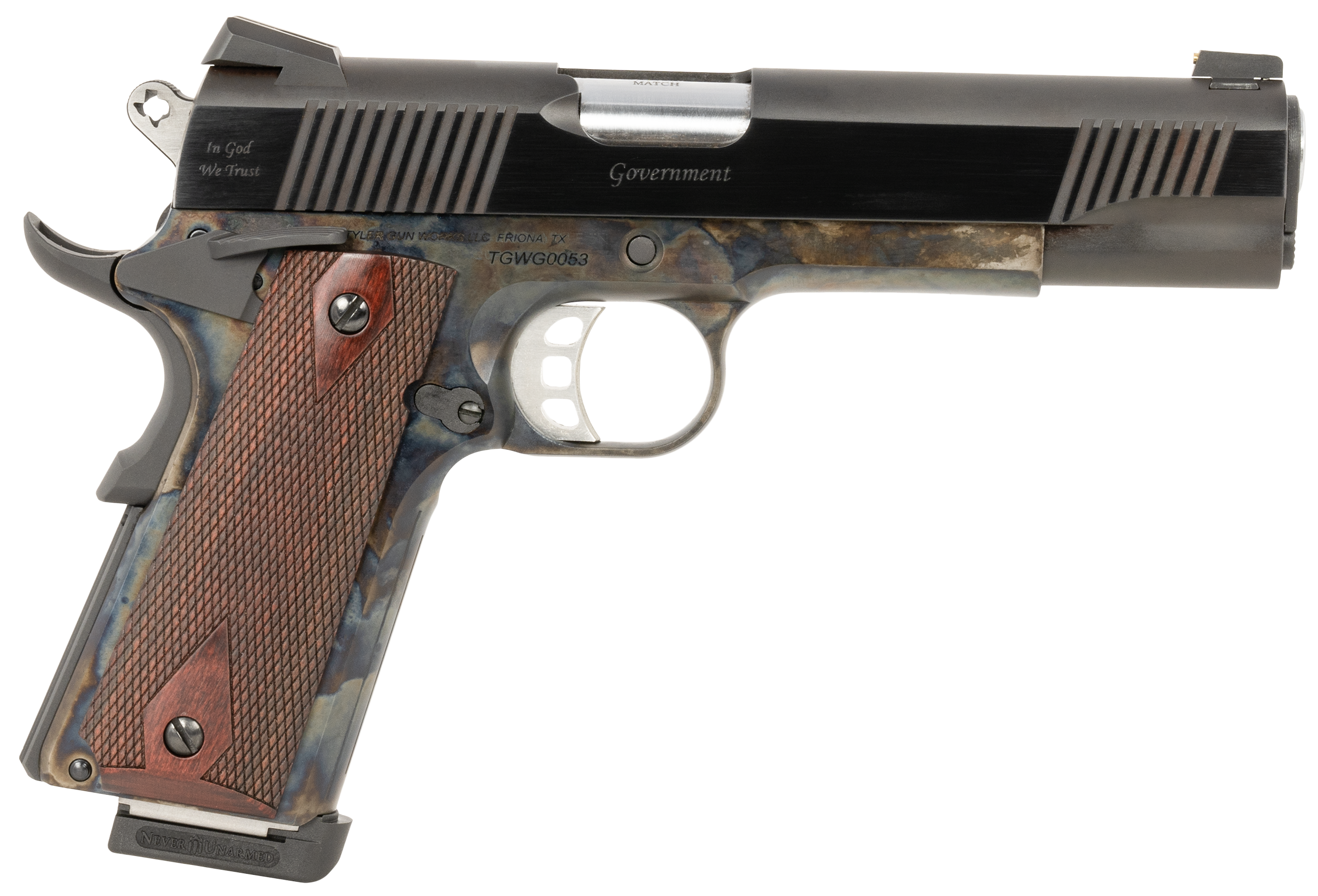 EAA Custom 1911 Government Pistol TGWGVCC45, 45 ACP, 5in, Walnut Grips, Color Case Finish, 7 Rds