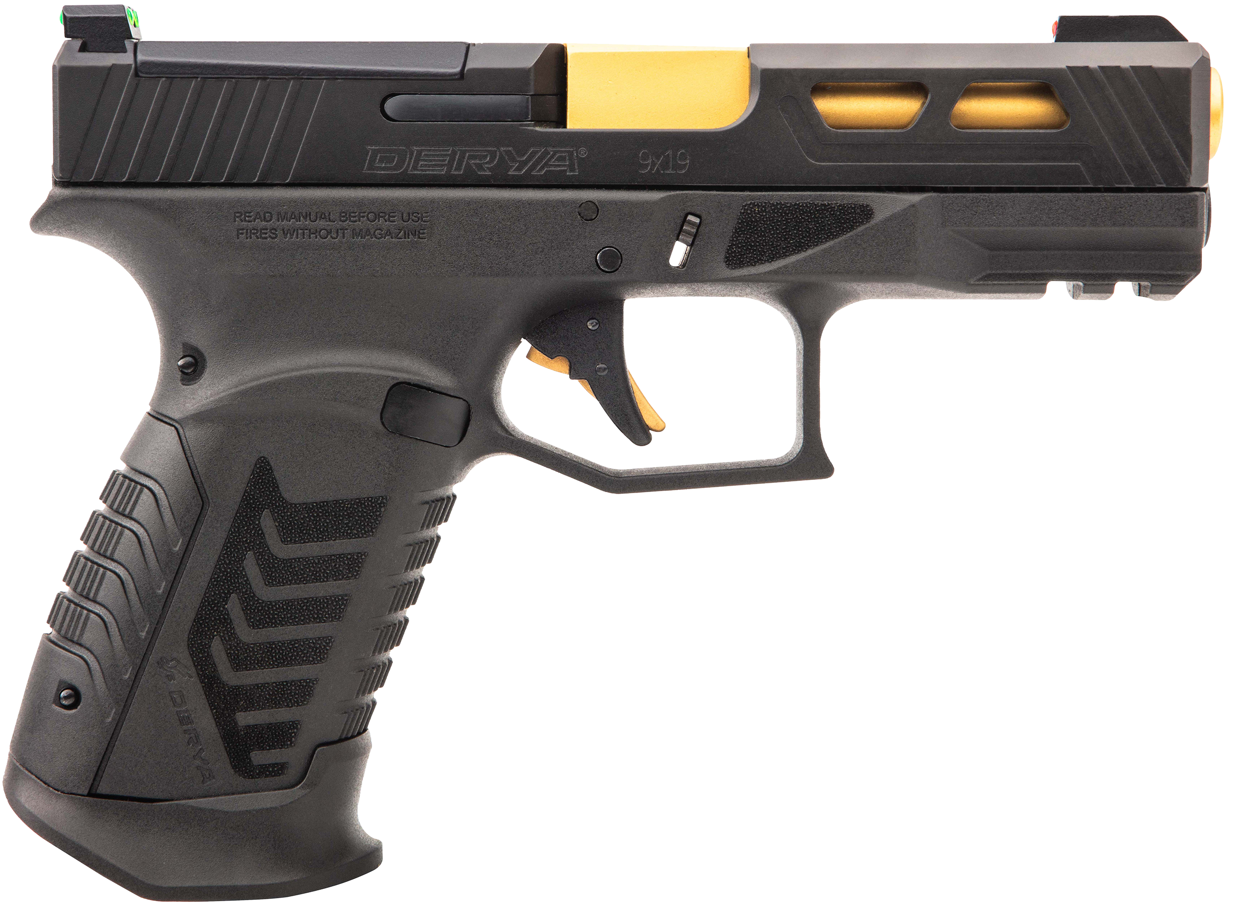 Derya DY9 Pistol 10LDY9GUS, 9mm Luger, 4.02in, Interchangeable Backstrap, Black Finish, 10 Rds
