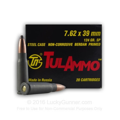 Tula 7.62x39mm 124 gr SP Soft Point 100 rounds