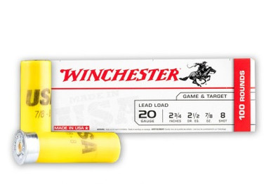 Winchester 20 Gauge Ammunition USA208VP 2-3/4" 7/8oz 8 Shot Value Pack 100 Rounds