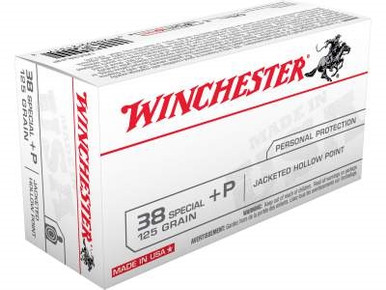 Winchester 38 Special +P Ammunition USA38JHP 125 Grain Jacketed Hollow Point 50 rounds