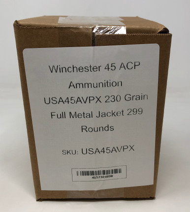 Winchester 45 ACP *Repackaged* Ammunition USA45AVPX 230 Grain Full Metal Jacket 299 Rounds