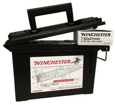 Winchester 7.62x51mm NATO USA76251AC 147 gr FMJ Steel Jacket Ammo Can 120 rounds