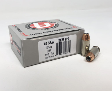 Underwood 40 S&W Ammunition 135 Grain Jacketed Hollow Point UW220 20 Rounds