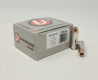 Underwood 45 Long Colt +P Ammunition UW434 250 Grain XTP Jacketed Hollow Point 20 Rounds