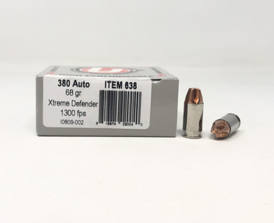 Underwood 380 Auto Ammunition 68 Grain Xtreme Defender UW638 20 Rounds