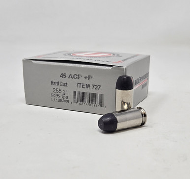 Underwood 45 ACP +P UW727 255 Grain Hi-Tek Coated Hard Cast Flat Nose20 Rounds