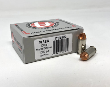 Underwood 40 S&W Ammunition 100 Grain Xtreme Defender UW862 20 Rounds