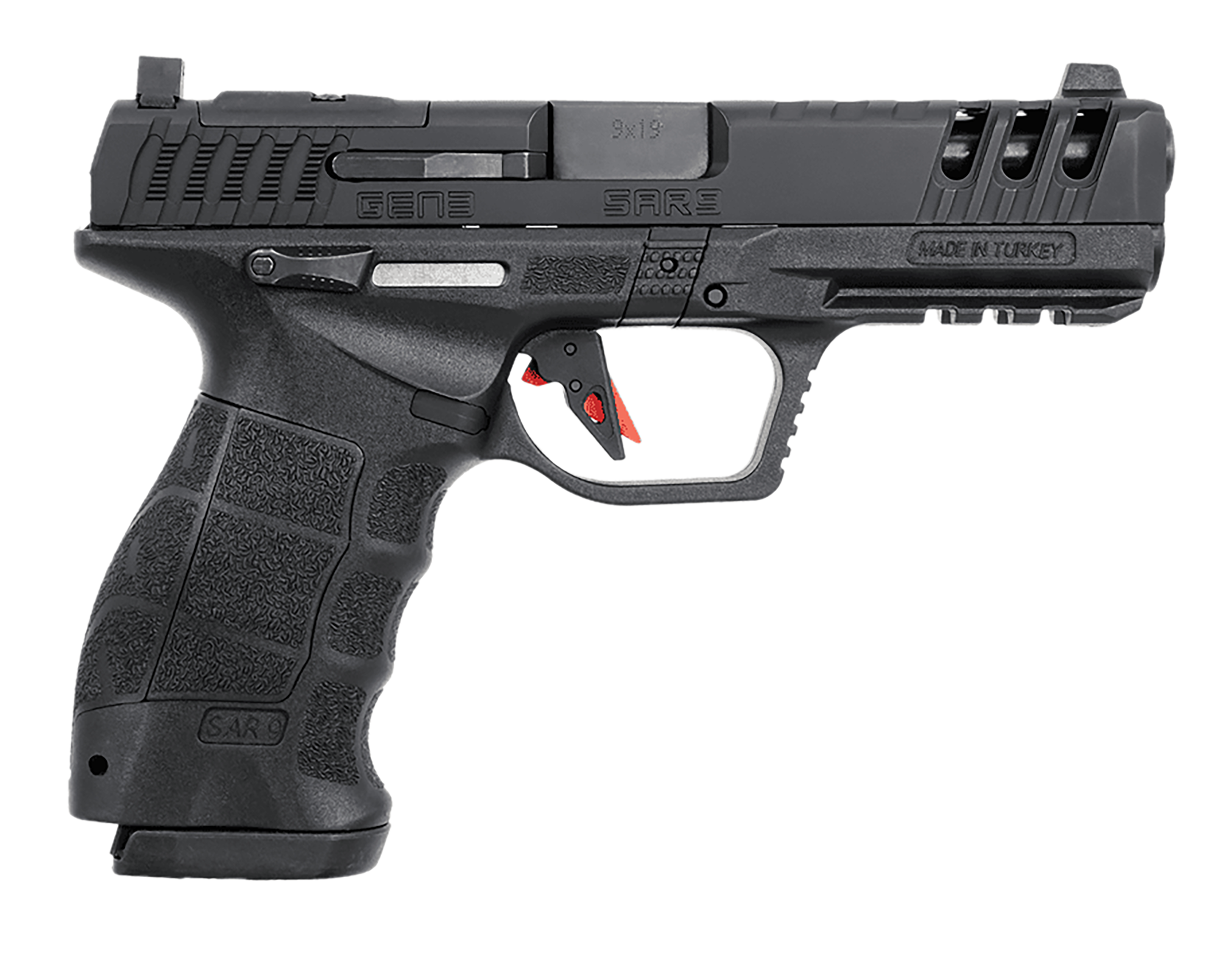 SAR USA SAR9 Gen3 Pistol SAR9G3BL, 9mm Luger, 4.40in, Black Polymer Grips, Black Cerakote Finish, 17 Rds