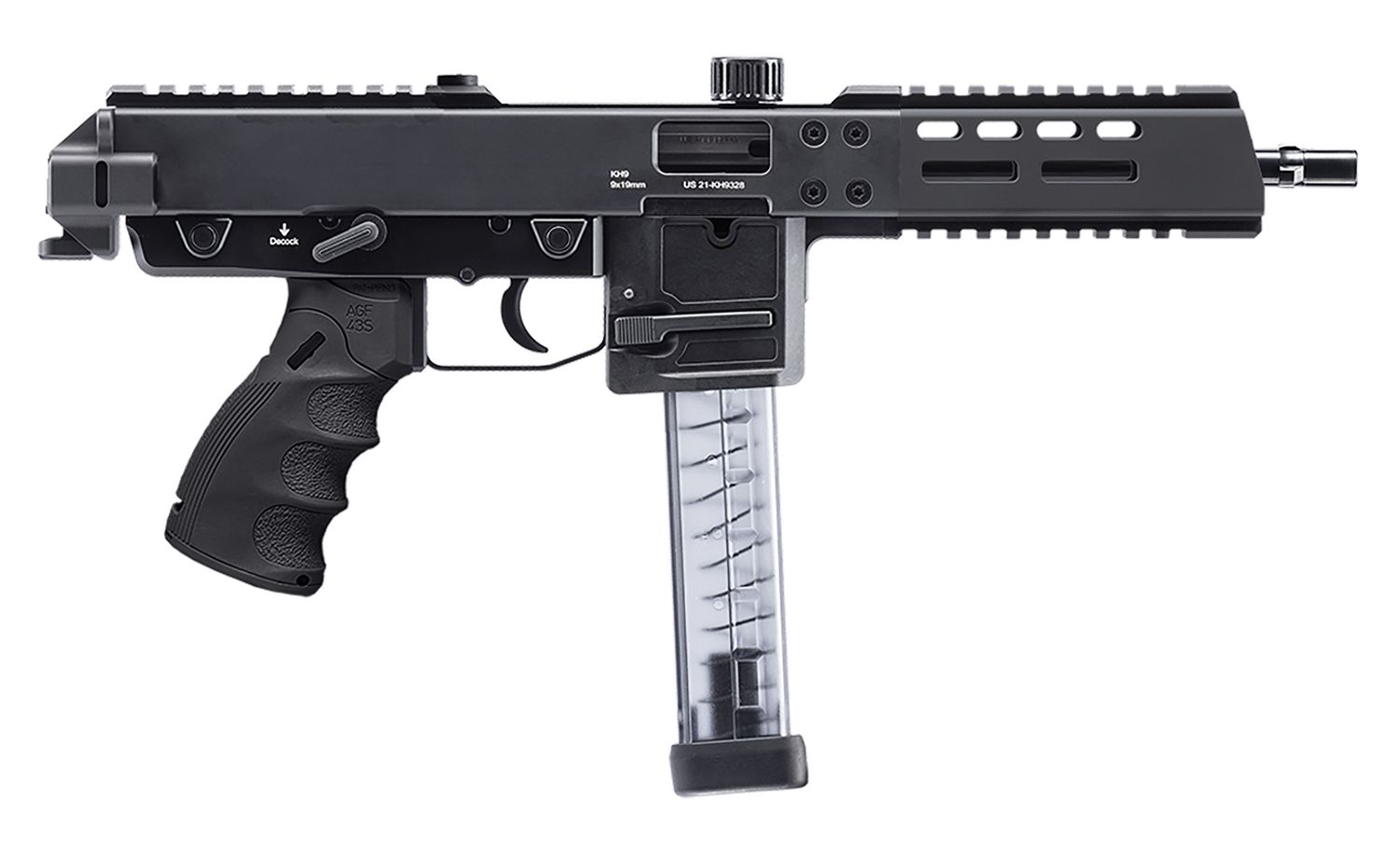 B&T KH9 Covert Semi-Auto Pistol BT-440000-C-US, 9mm, 6 in, Black Finish, 25 Rds