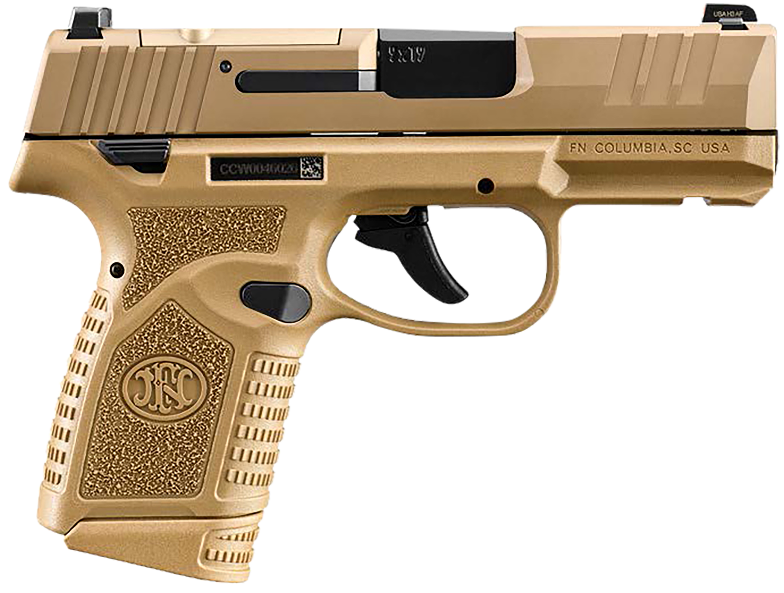 FN Herstal Reflex MRD Optic Ready Pistol 66101423, 9mm Luger, 3.30in, FDE Stippled, Flat Dark Earth Finish, 10 Rds