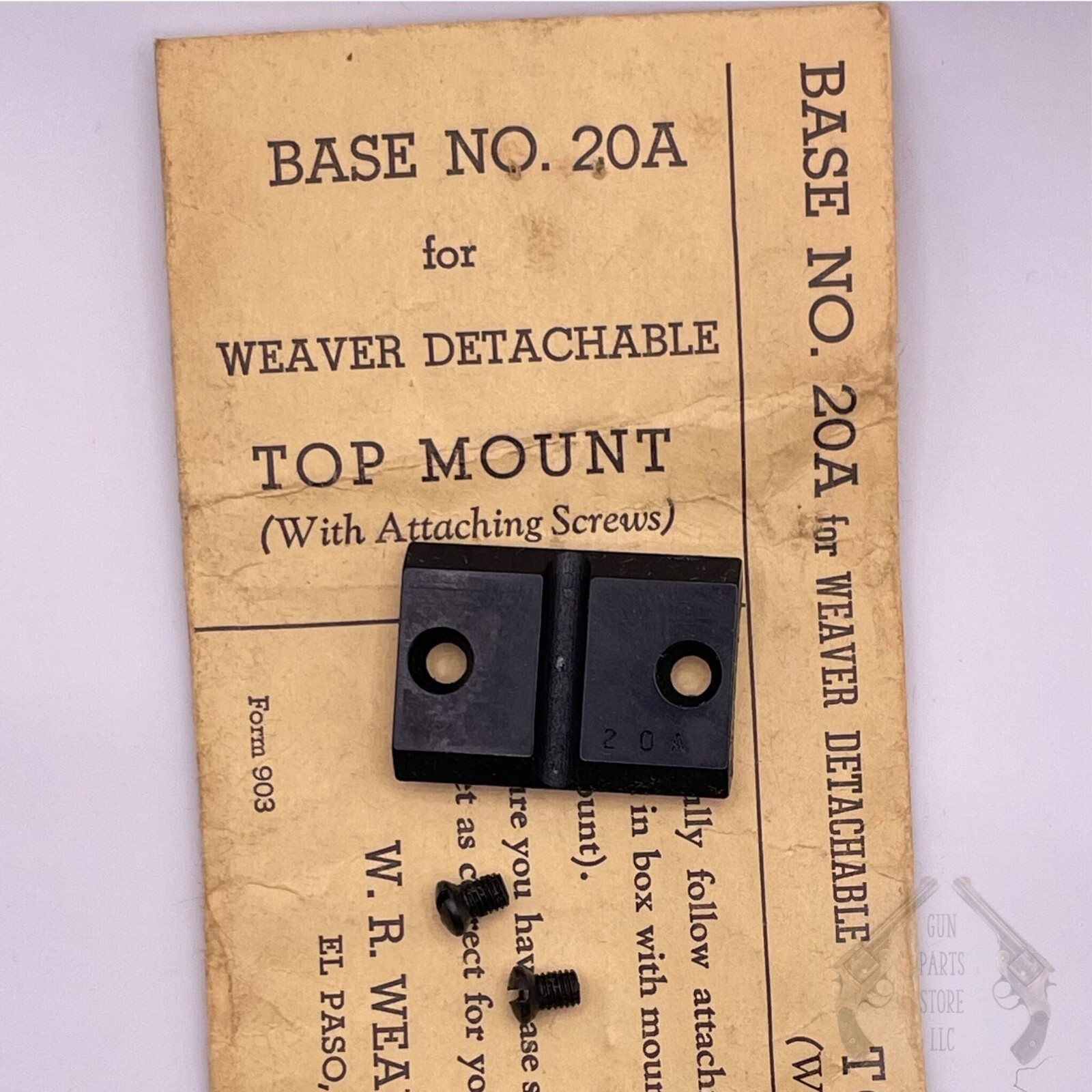 WEAVER Top Mount Base No. 20A for MOSSBERG, REMINGTON, WESTERN FIELD, WINCHESTER