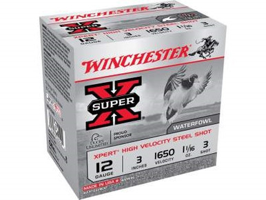 Winchester 12 Gauge Xpert High Velocity WEX123M3 3" 1-1/16 oz #3 Non-Toxic Steel Shot 1625fps 250 rounds