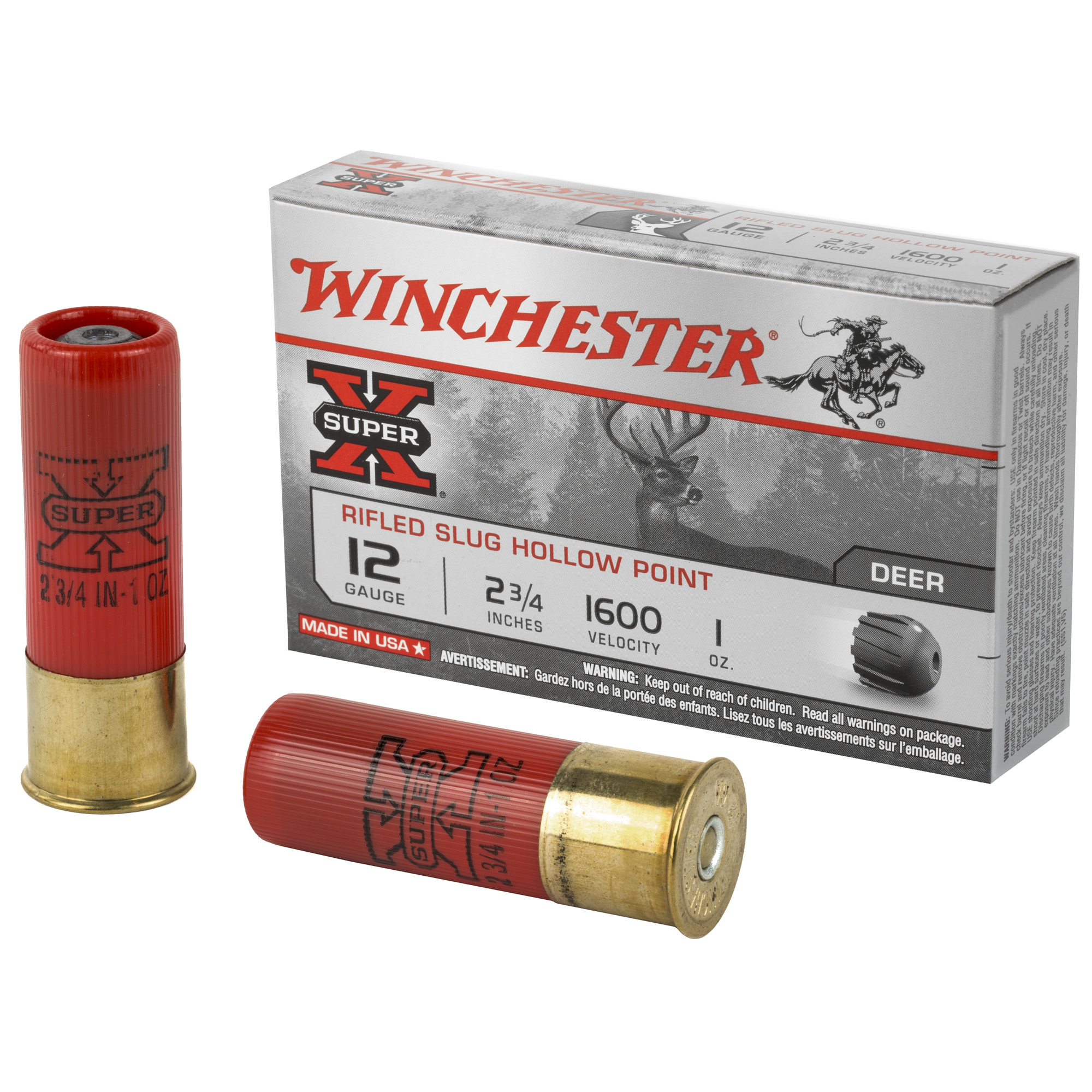 Winchester Super X 12 GA 2-3/4" 1 oz Rifled Slug Hollow Point Case of 250 Rounds X12RS15