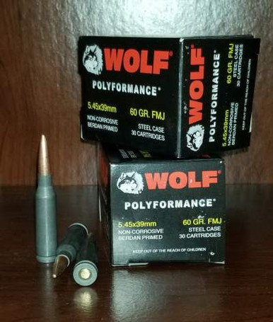 Wolf 5.45x39mm Ammunition 60 Grain Full Metal Jacket CASE 750 rounds