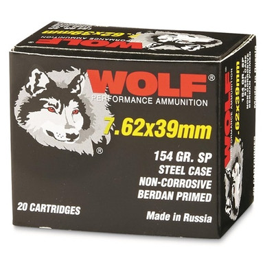 Wolf Performance 7.62x39mm Ammunition 154 Grain Soft Point CASE 1000 Rounds