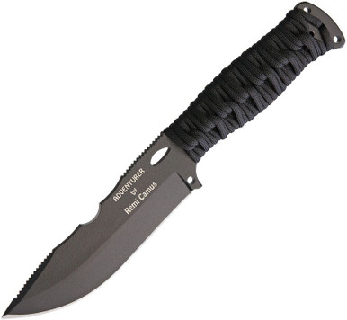 WildSteer ADVENTURER Survival Fixed Blade Knife - 4.6" N690Co Drop Point Blade, Black Paracord Handles, Black Polymer Sheath