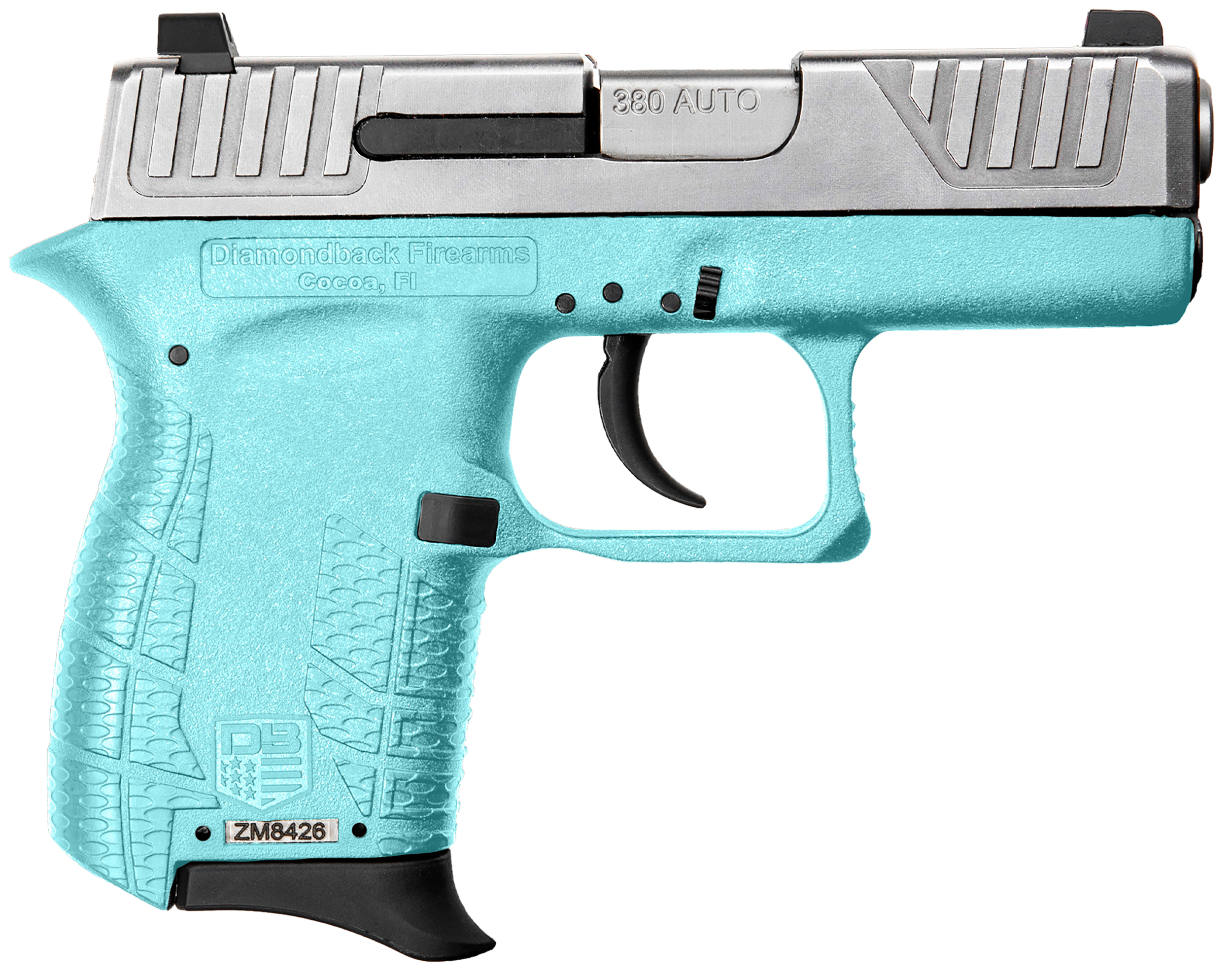 Diamondback DB380 Gen4 Pistol DB0100E092, 380 ACP, 2.80in, Mint Polymer Frame w/Beavertail & Grips, Mint Finish, 6 Rds