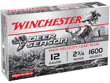 Winchester 12 Gauge Ammunition X12DS Deer Season 2-3/4" 1-1/8 oz Lead Slug 1600fps 5 Rounds